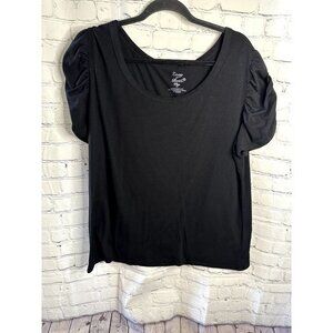 ZOEY & BETH LADIES BLACK SHORT SLEEVE WITH CINCHED SLEEVE   SZ (2X)   EUC    A-4